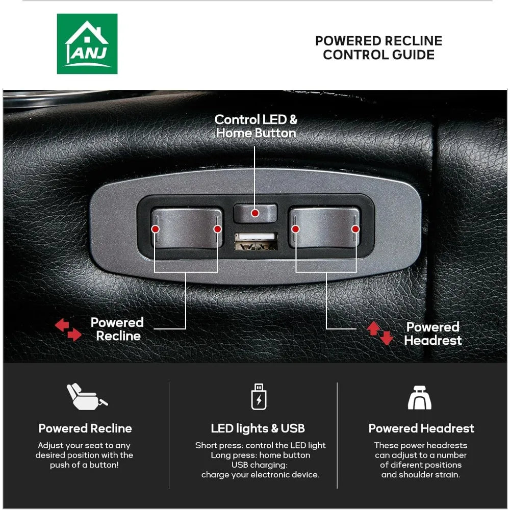 Power Recliner Home Theater Seating, Electric Recliner Chair with Adjustable Headrest,PU Leather