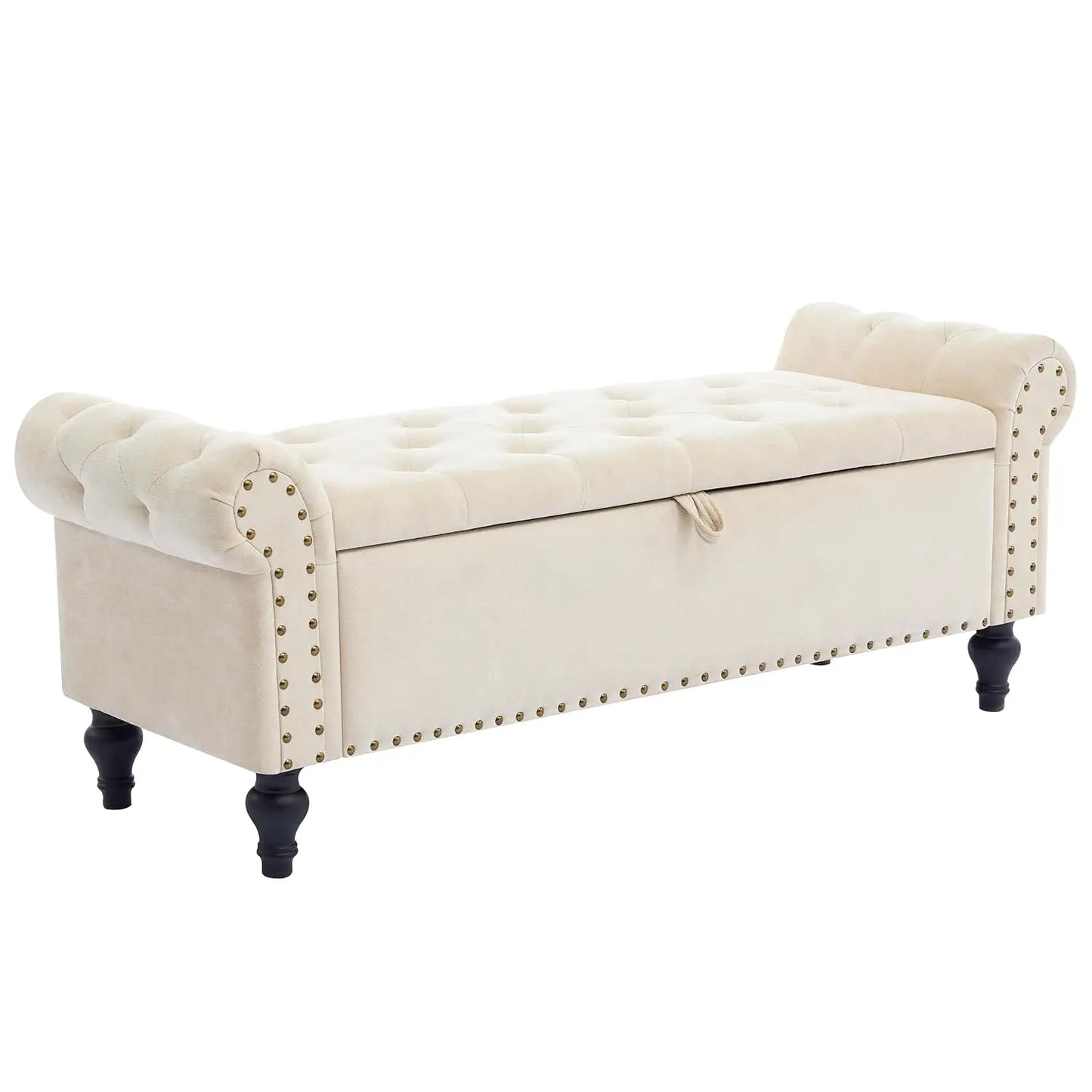 51" Storage Bench Storage Ottomans for Foot of Bed, Chenille Upholstered