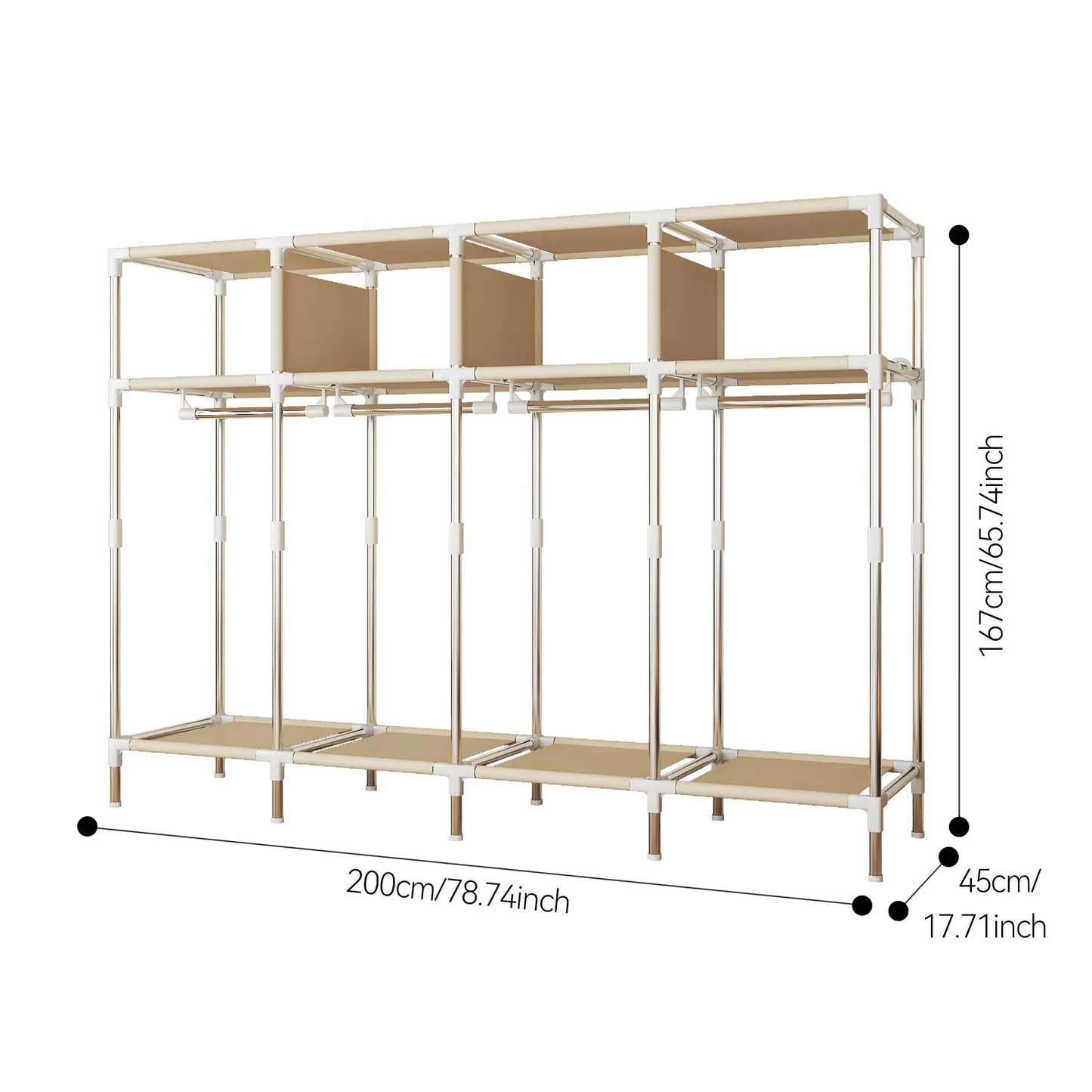 79 Inch Wide Walk-in Closet with Drawers, Large Portable Wardrobe with Included Dust Cover, Storage