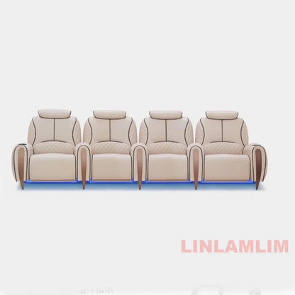 Luxury Electric Recliner Theater Seating Sofa – Modern Home Theater Chairs with LED Lighting, USB, Massage, Cooling Cup Holder