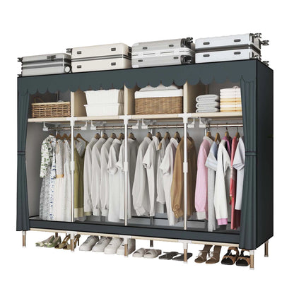 79 Inch Wide Walk-in Closet with Drawers, Large Portable Wardrobe with Included Dust Cover, Storage