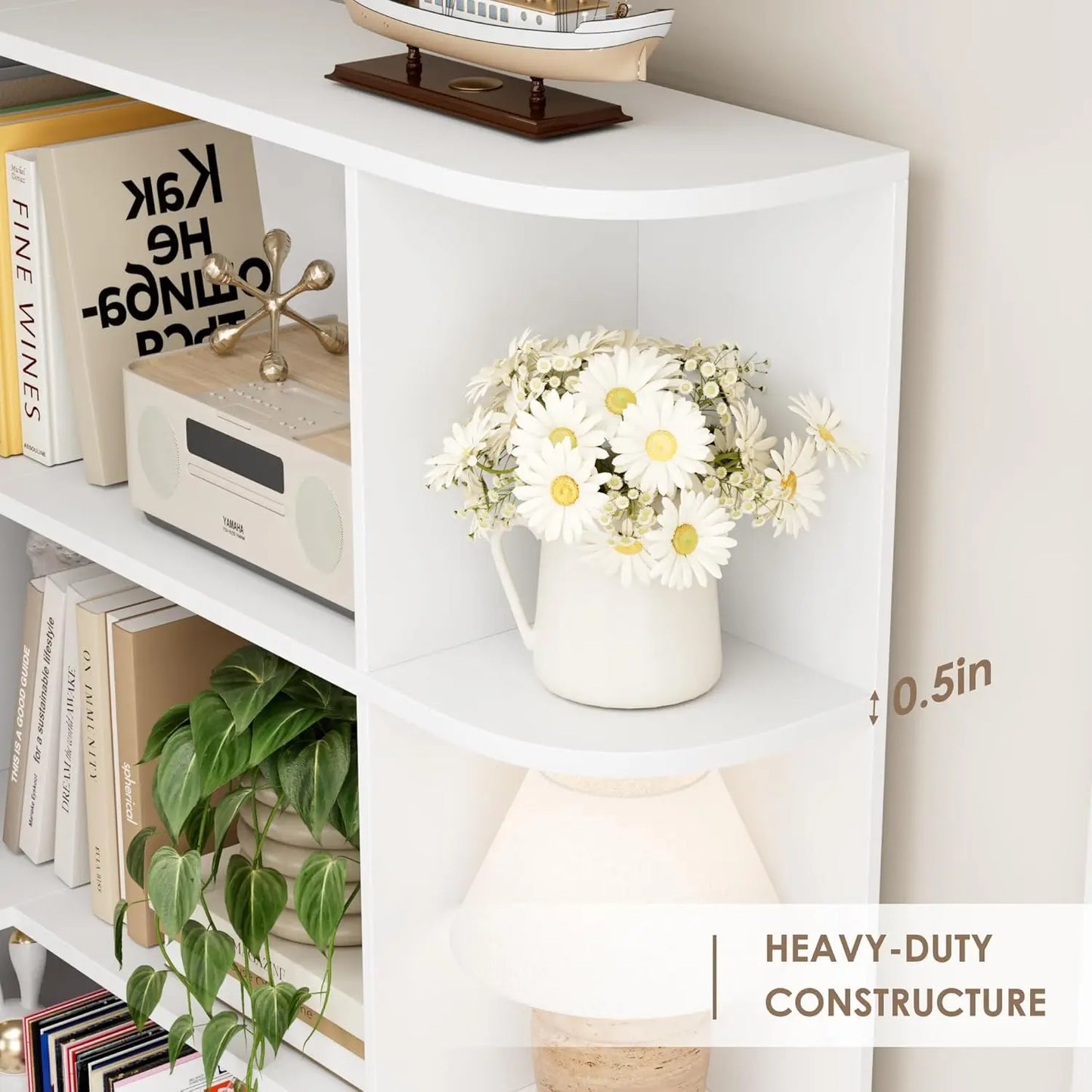 74” Tall Corner Bookshelf, 6-Tier with Open Storage, L Shaped Tall Bookcases Wooden Storage, Customized