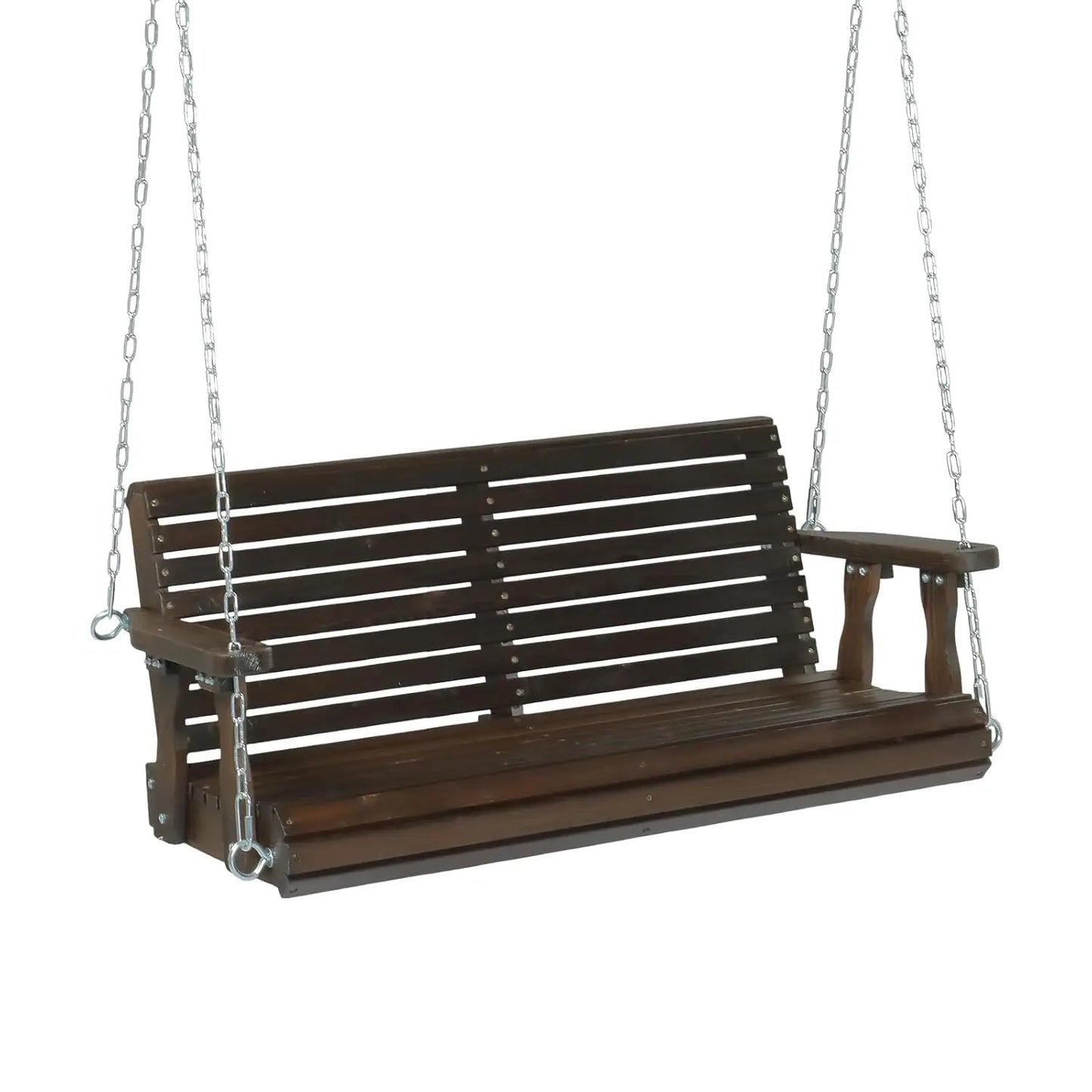Upgraded Patio Wooden Porch , Heavy Duty 880 LBS, Swing Chair Bench with Hanging Chains