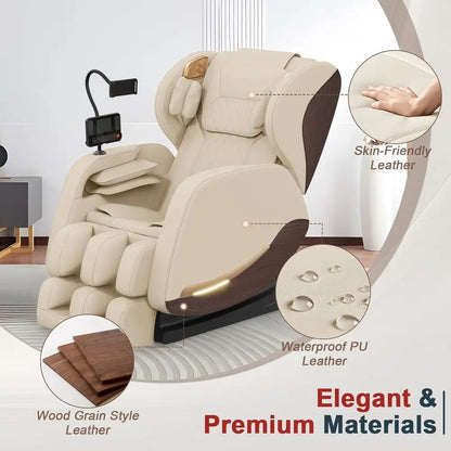 , Massage Chairs full Body and Recliner with 10 fixed Points, Zero Gravity, Wood Grain Leather, Customized
