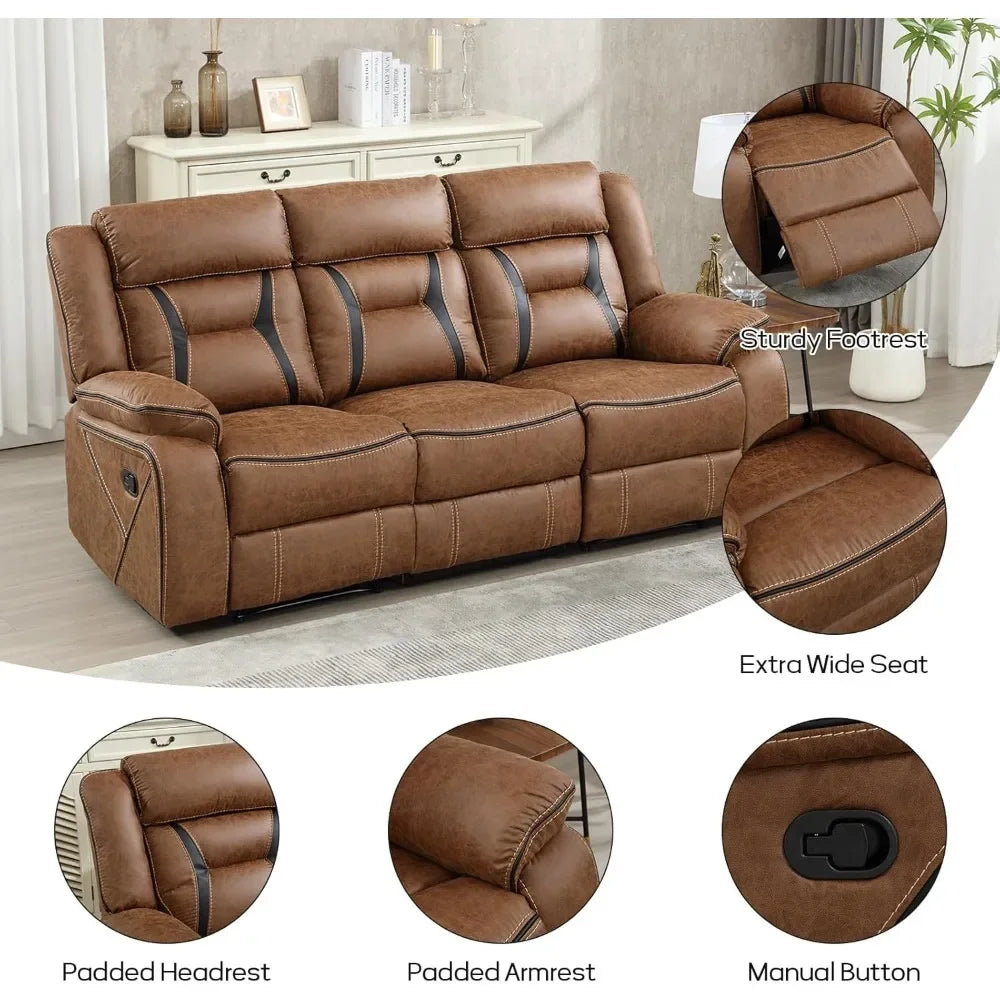 faux leather manual reclining sofa,, couch furniture