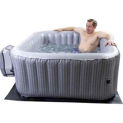 4-Person Inflatable Square Spa with LED Display 104°F Heating Portable Outdoor Hot Tub Backyard Relaxation and Camping