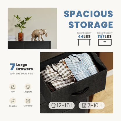 Dresser with 7 Fabric Organizer Drawers