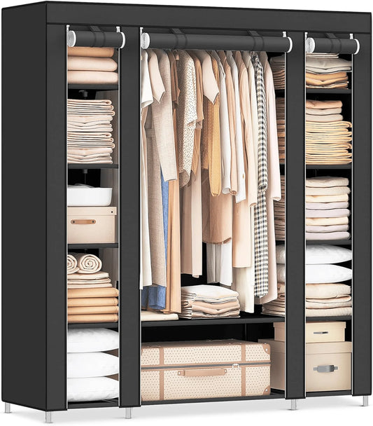 69 Inch Wardrobe Organizer, Bedroom Portable Wardrobe, Clothes Rail With Non-Woven Cover, Clothes Storage Rack