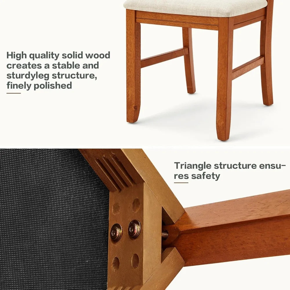 Set of 2, Modern Farmhouse Upholstered Dining Room Chair, Cross Back Solid Wood Sea