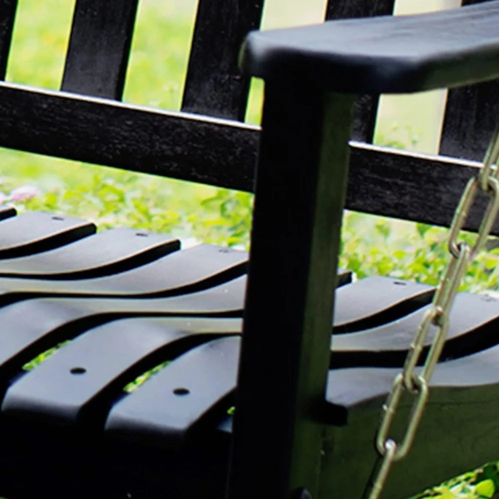 Hot Sale - Solid Wood Bentley Porch Swing, Black – Durable Outdoor Swing for Patio, Porch, Garden, Deck