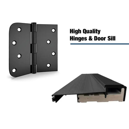 36x80 Fiberglass Entry Door with Brickmould, Frosted Glass, Black Finish,, Left Hand