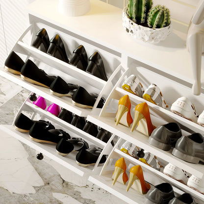 Shoe Cabinet with Flip Drawers, Shoe Storage Cabinet with Adjustable Shelf & Anti-Tipping Device