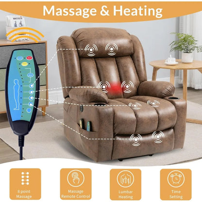 Large Electric Power Lift Recliner Chair with Extended Footrest for Elderly Big, Extra Large and Wide