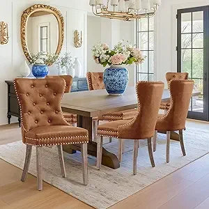 Set of 4, Faux Leather Dining Room Chairs, Upholstered Parsons Chairs, Side Chair