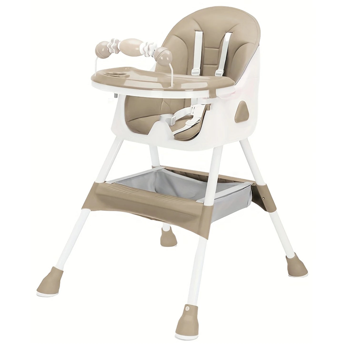 Foldable Baby High Chair 6 Months Plus, with Large Antislip Pad & ToyRack, Easy to Clean, Feeding ,