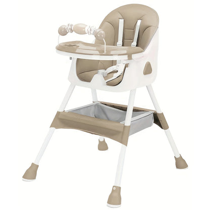 Foldable Baby High Chair 6 Months Plus, with Large Antislip Pad & ToyRack, Easy to Clean, Feeding ,