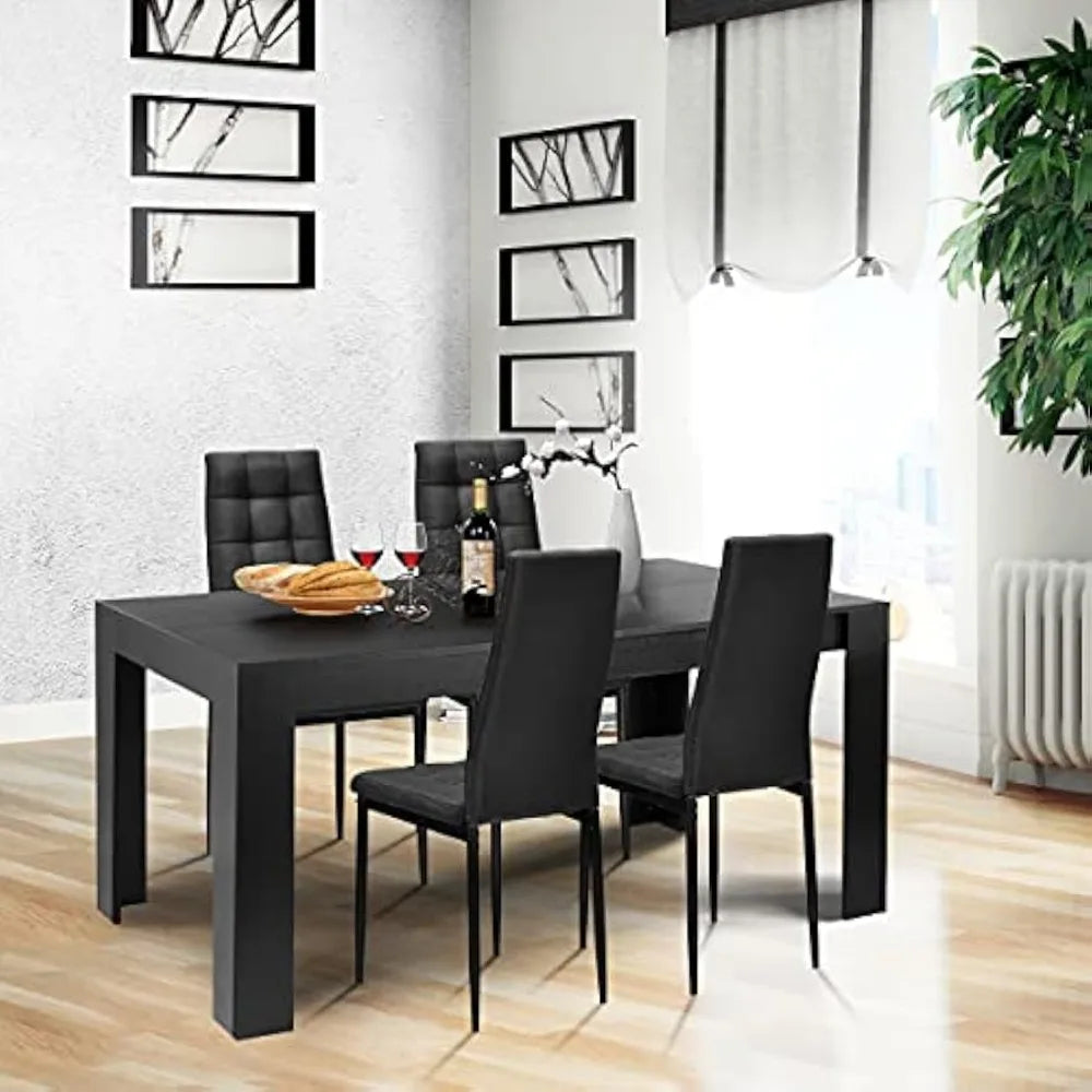9-Piece Dining Set: Wooden Table with 8 Padded Chairs for Kitchen Dining