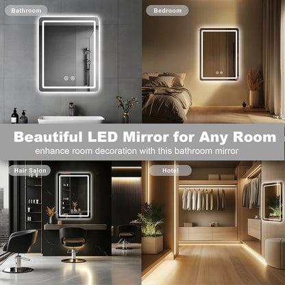 20x28 inch LED Bathroom Mirror with Backlit Lights Fogless , Wall Mounted