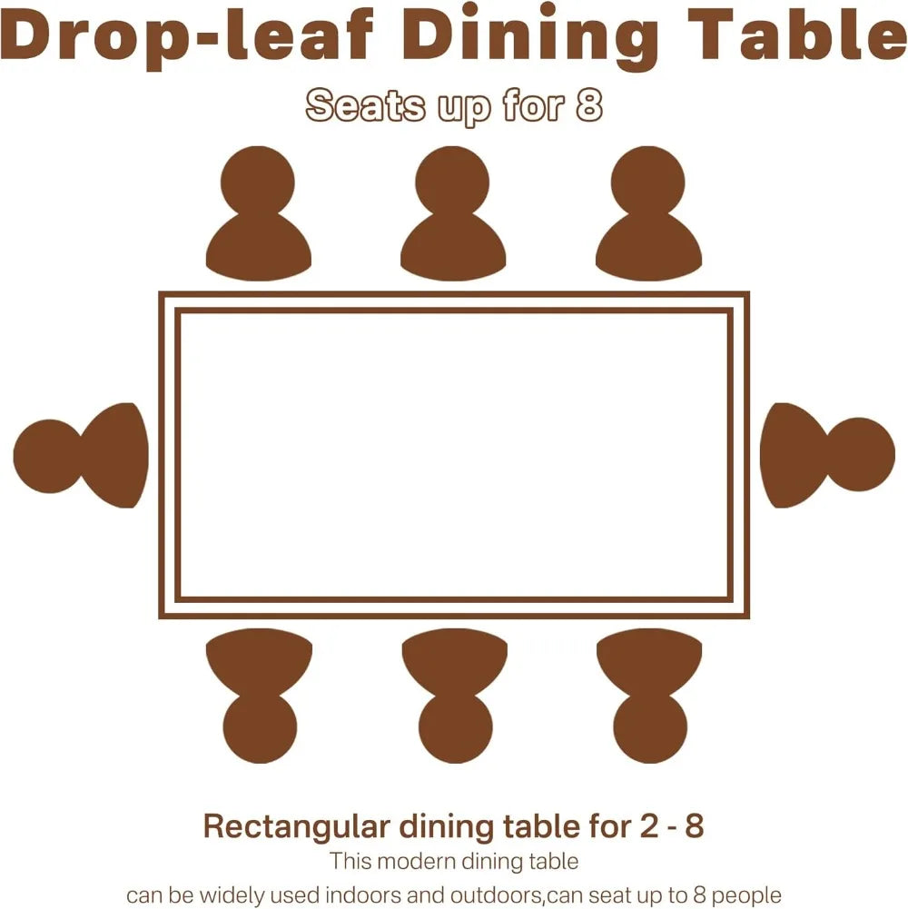 Folding Dining Table with Drawers, Extendable, for 6-8 People, Space-Saving for Living Room, Kitchen