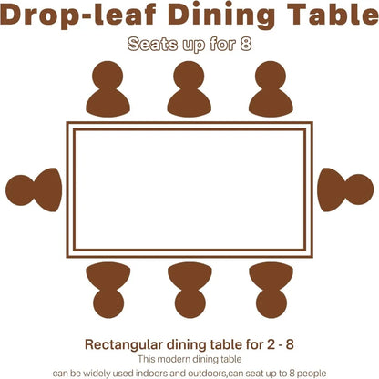 Folding Dining Table with Drawers, Extendable, for 6-8 People, Space-Saving for Living Room, Kitchen