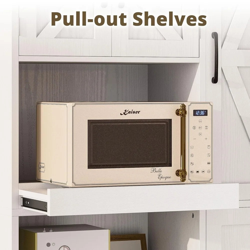 Farmhouse Kitchen Pantry Cabinet,  Hutch, Tall Food Pantry Cabinet with Storage Drawers