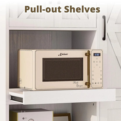 Farmhouse Kitchen Pantry Cabinet,  Hutch, Tall Food Pantry Cabinet with Storage Drawers