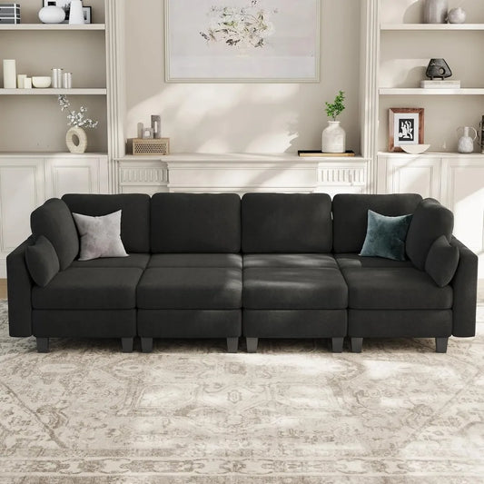 Sectional, Sleeper Sofa Modular Comfortable Couch with Convertible Bed And Ottomans