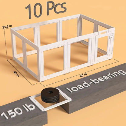 Acrylic Dog Playpen with Door, 23.6 , Easy Assemble Pet Fence, 10-Panel for Puppies/Small Dog Play Pen Indoor
