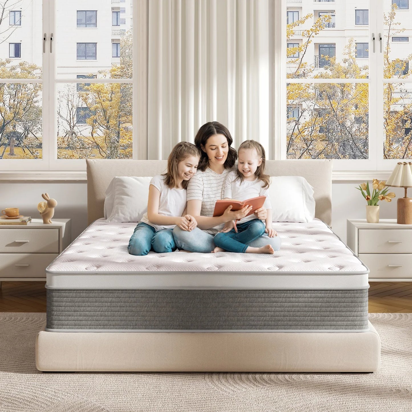 Twin XL Mattress, 12 Inch Twin XL Mattress in a Box Hybrid Design for Cooling Sleep Pressure Relief
