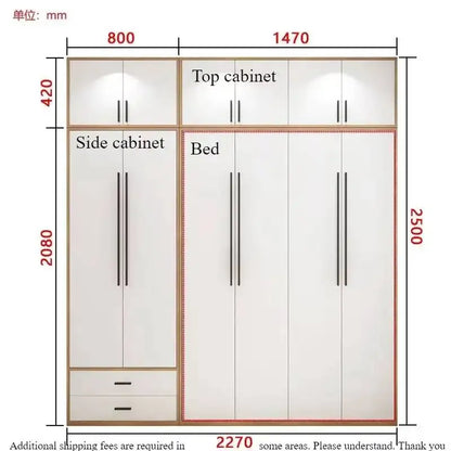 Full Murphy Bed with Closet Organizer with Drawers, Space-Saving, Hidden Bed ,for Multipurpose Room