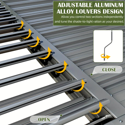 10x20FT Adjustable Louvered Pergola, Aluminum Frame & Waterproof Roof All Weather Rust-Resistant Gazebo
