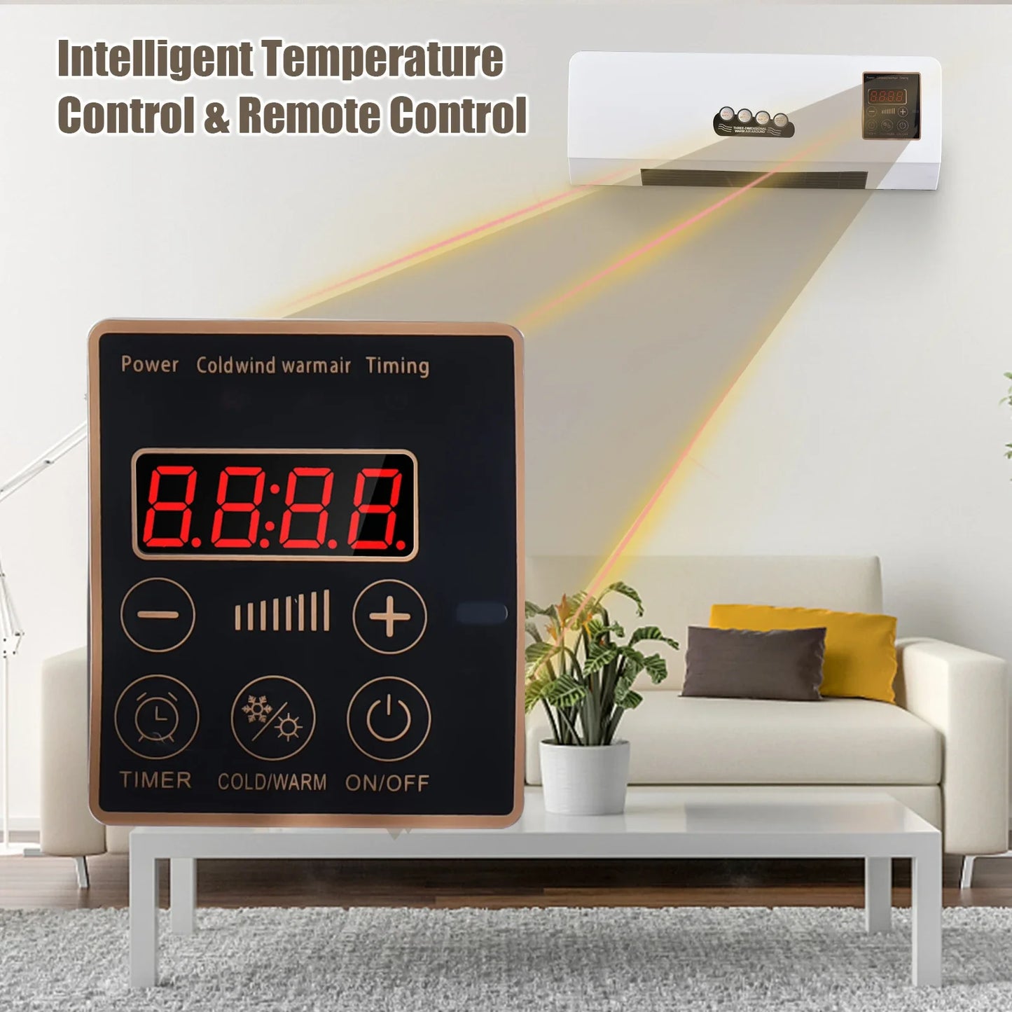 2-in-1 Air Conditioner Heater and Fan Combo Timing Wall Mounted Electric Fan and Space Heater Remote Control