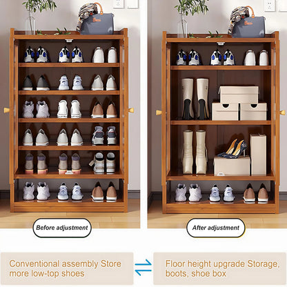 Bamboo Shoe Cabinet with Acrylic Door, Shoe Rack for Closet, Entryway Shoe Storage, Rack Organizer