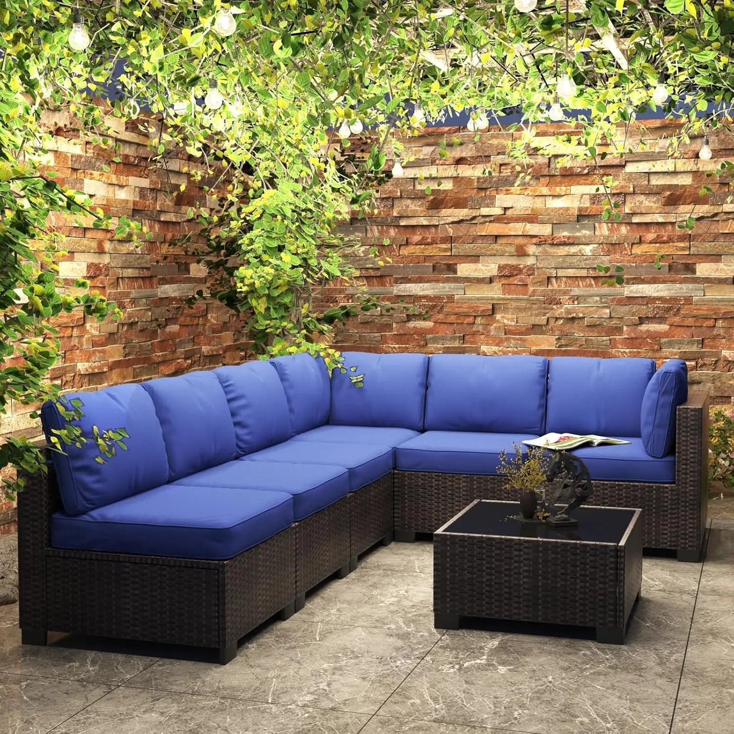 7-Piece,  Outdoor Furniture Set, PE Rattan Wicker Sectional,  Sofa Set, Perfect For Garden, Balcony, Deck ,or Patio