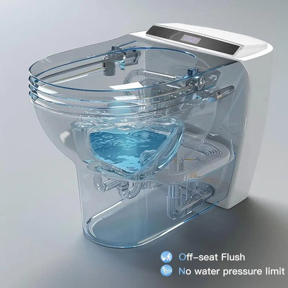 Smart Toilet, Heated, Seat with Nightlight, One Piece Toilet, Tankless, with Foot Sensor,