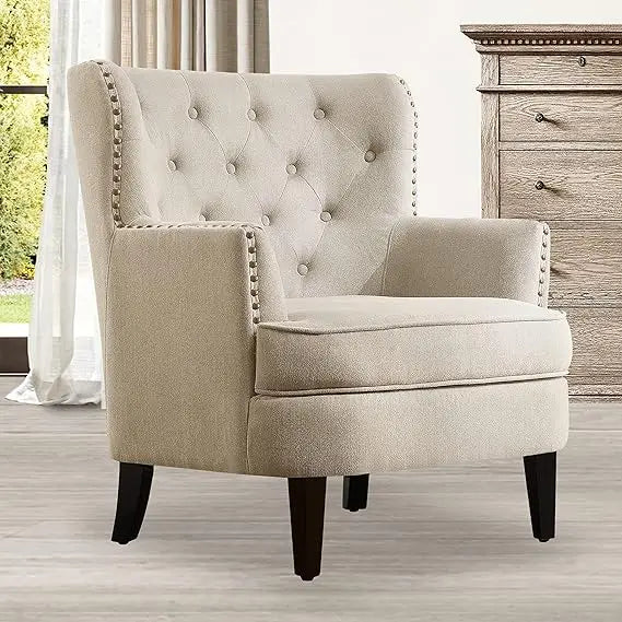 upholstered accent chair with ottoman - comfortable living room or bedroom reading chair