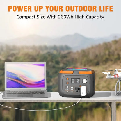 300W Portable Power Station, 260Wh/70400mAh Outdoor Solar Generator, Mobile Lithium Battery Pack, 110V Outlet solar power