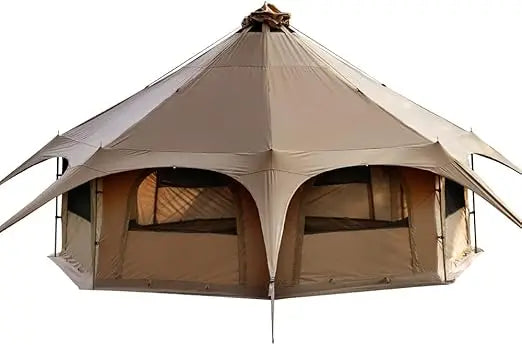 Family Camping Bell Tent 16.4ft High with 9.2ft Diameter, Removable Floor and Stove Jack