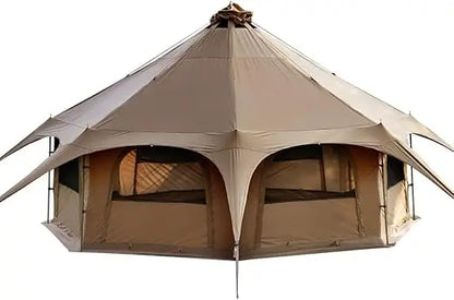 Family Camping Bell Tent 16.4ft High with 9.2ft Diameter, Removable Floor and Stove Jack