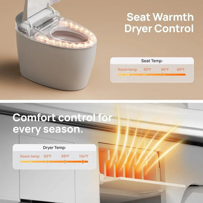 Smart Toilet with Bidet Built-in: Bidet Toilet with 4 Washing Modes Child Friendly, Toilet Bidet with Heated Seat, One Piece