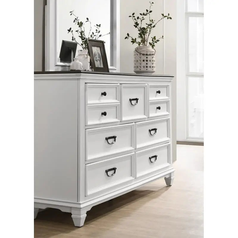 5-Piece Wood Bedroom Set with Shiplap Panel Queen Bed, Dresser, Mirror, Nightstand, and Chest