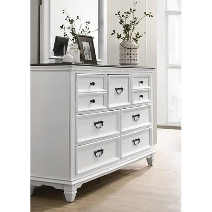 5-Piece Wood Bedroom Set with Shiplap Panel Queen Bed, Dresser, Mirror, Nightstand, and Chest