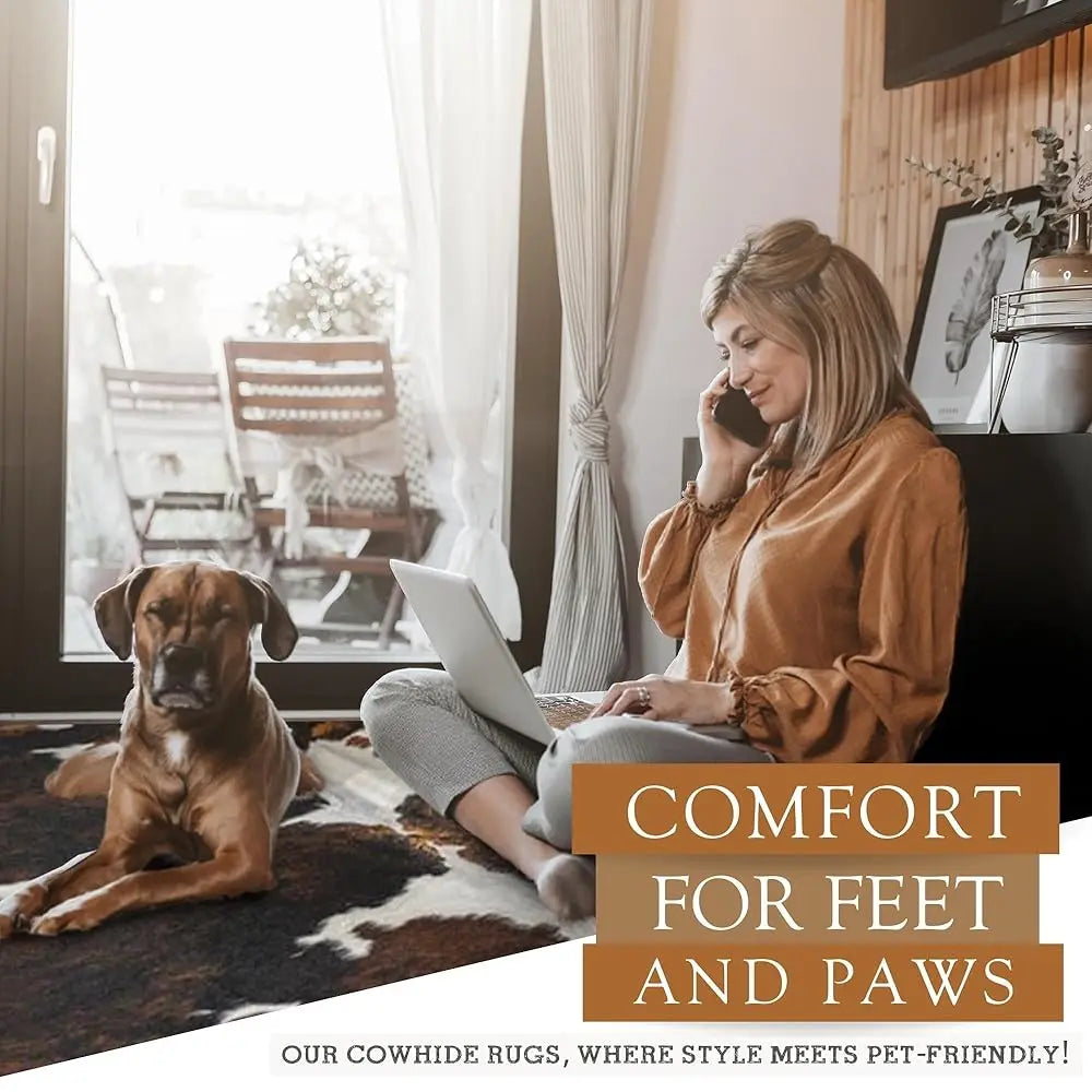 100% Genuine Tricolor Cow Skin Leather Cowhide Rug & Floor Carpet