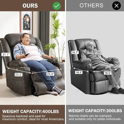 NEW Oversized Power Lift Recliner Chair with Massage and Heat for Elderly, Overstuffed Wide Recliners, Breathable Leather Lift