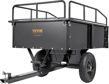 Heavy Duty ATV Dump Cart - Steel Tow Behind Trailer, 750 Lbs, 15 Cubic Feet Garden Utility With Removable Sides,customizable