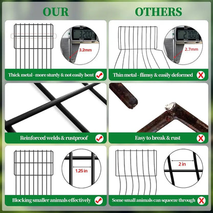 26 Panels Animal Barrier Fence No Dig, 1.25" Gap 28 Ft(L) X 17 in(H) Rustproof, Metal, Garden Fencing