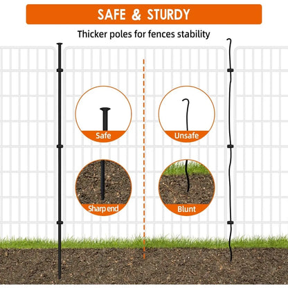 15 Panels Fence with Gate, 32 in(H) X 36 ft(L) Garden Decorative Fence Animal Barrier Patio, Black