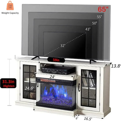 3-Sided Glass Fireplace Glass Fireplace TV Stand 12 Color  Entertainment Center Console