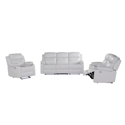 3-Piece Reclining Sofa Set with LED Lights – Sofa, Loveseat & Recliner for Living Room Comfort