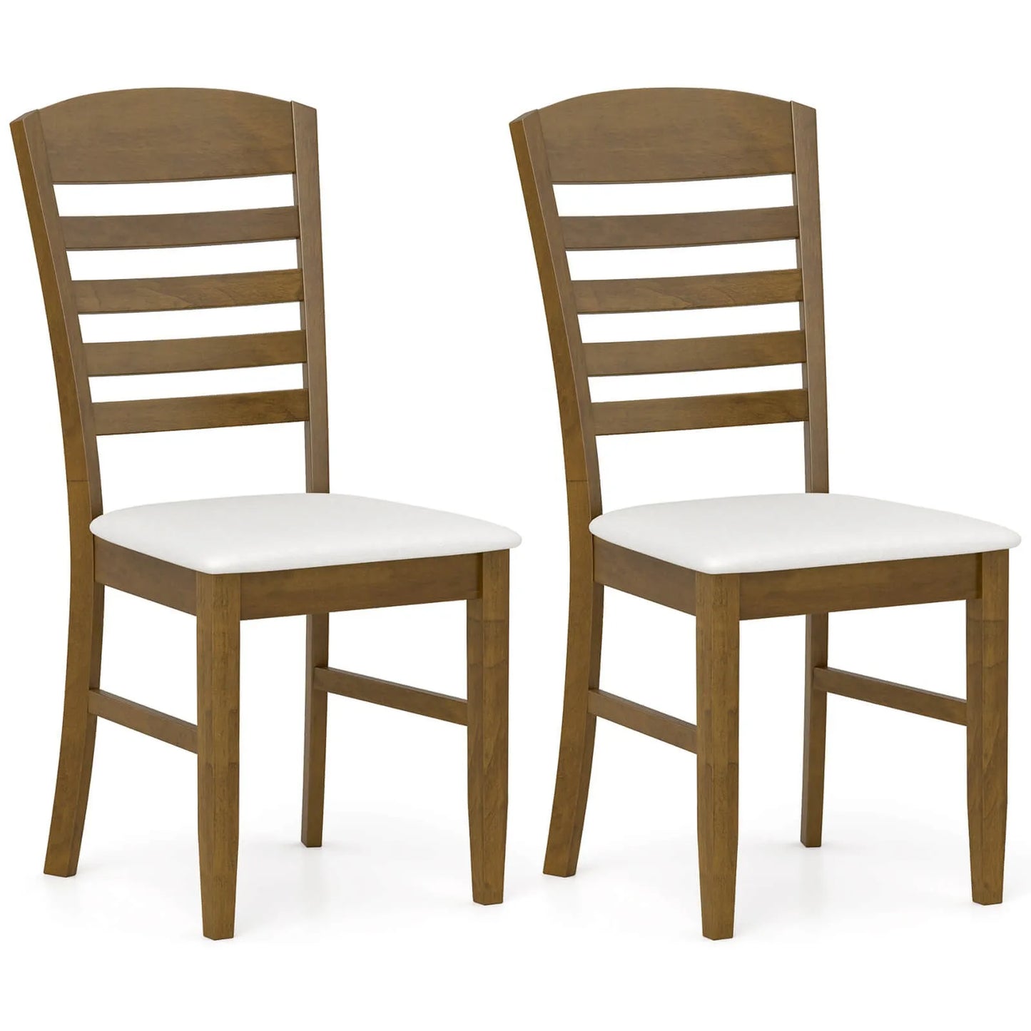 Wood Dining Chairs Set of 2 Fabric Upholstered Side Chairs wi/ Rubber Wood Frame